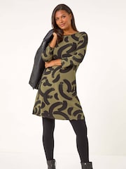 Roman em linha A com pincelada Stretch Dress - Imagem 1 de 5