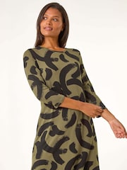 Roman em linha A com pincelada Stretch Dress - Imagem 2 de 5