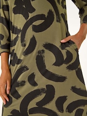 Roman em linha A com pincelada Stretch Dress - Imagem 5 de 5