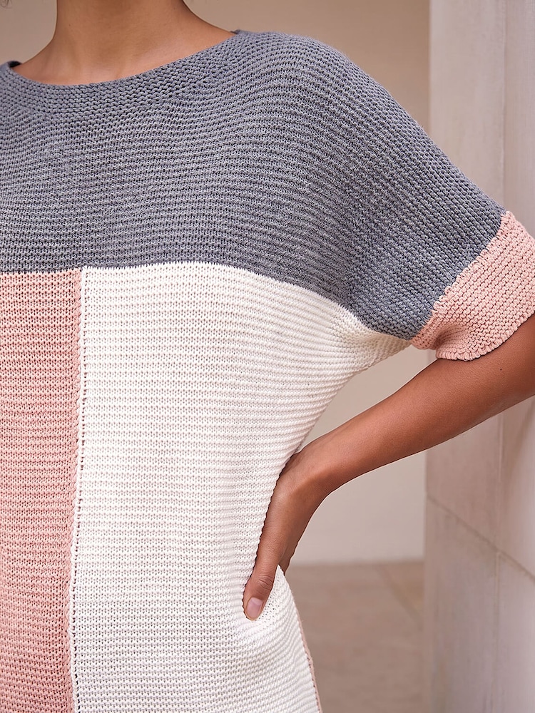 Roman Pink Colour Block Knitted Jumper - Image 4 of 4 Roman Pink Colour Block Knitted Jumper - Image 4 of 4