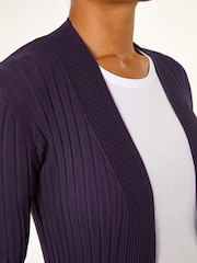 Roman Purple Longline Stretch Ribbed Cardigan - Image 6 of 6