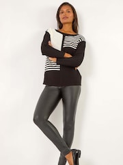 Roman Black Stripe Colour Block Jumper - Image 1 of 5