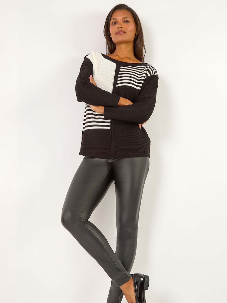 Roman Black Stripe Colour Block Jumper - Image 1 of 5