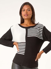 Roman Black Stripe Colour Block Jumper - Image 2 of 5