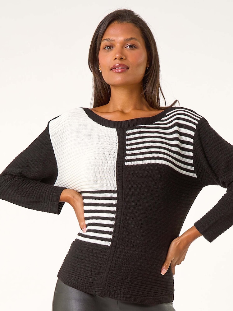 Roman Black Stripe Colour Block Jumper - Image 2 of 5