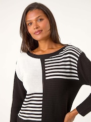 Roman Black Stripe Colour Block Jumper - Image 4 of 5