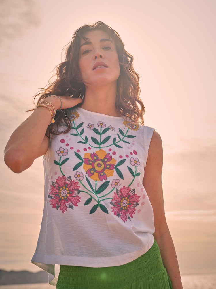 FatFace Fliss Ivory Embroidered Cami - Image 1 of 7
