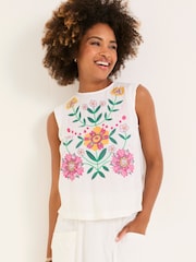 FatFace Fliss Ivory Embroidered Cami - Image 2 of 7