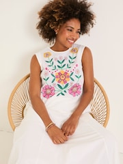 FatFace Fliss Ivory Embroidered Cami - Image 5 of 7