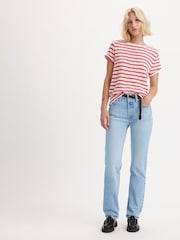 Levi's® Blue Womens 501® 100% Cotton Jeans For Light Indigo Worn In - Image 4 of 8