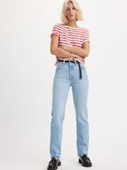 Levi's® Blue Womens 501® 100% Cotton Jeans For Light Indigo Worn In - Image 5 of 8