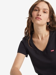 Negro - Levi's® Perfect V-Neck 100% Cotton T-Shirt - Imagen 3 de 4