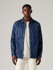 Levi's® Blue 100% Cotton Barstow Western Standard Flat Finish Shirt - Image 1 of 4