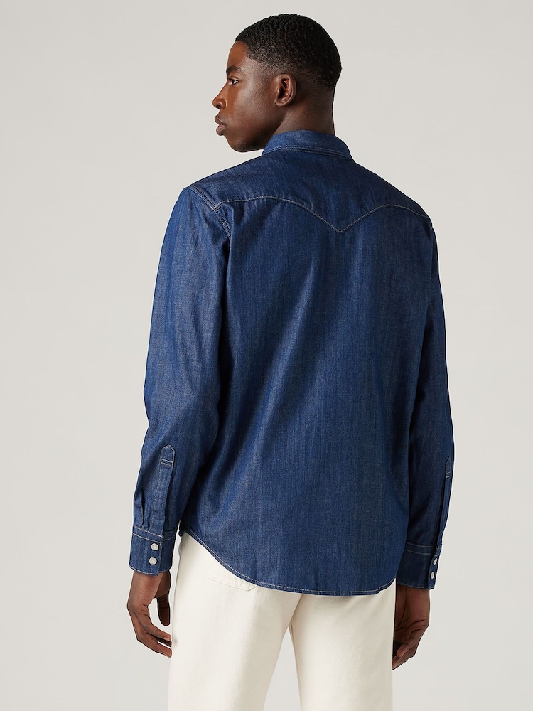 Levi's® Blue 100% Cotton Barstow Western Standard Flat Finish Shirt - Image 2 of 4