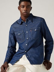 Levi's® Blue 100% Cotton Barstow Western Standard Flat Finish Shirt - Image 3 of 4