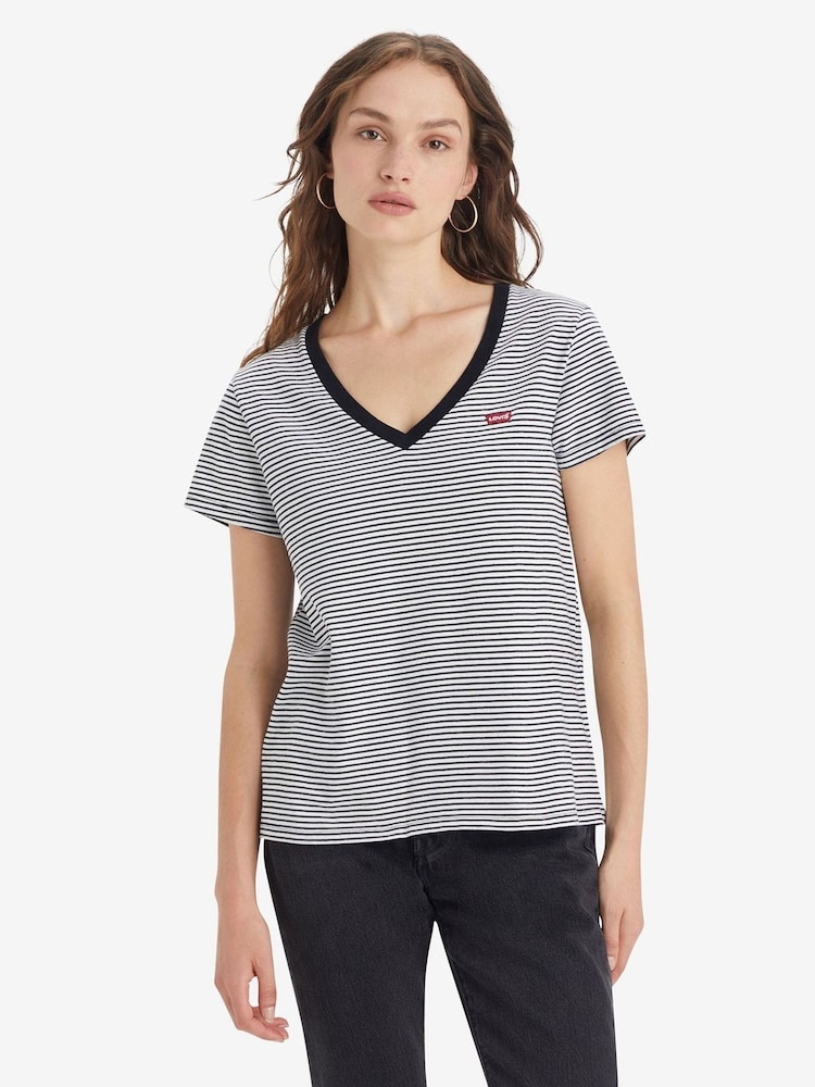 Azul - Levi's® Perfect V-Neck 100% Cotton T-Shirt - Imagen 1 de 3