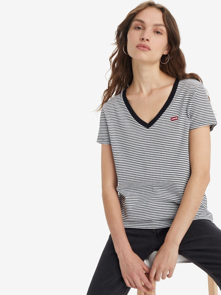 Levi's® Blue Perfect V-Neck 100% Cotton T-Shirt - Image 3 of 3 Levi's® Blue Perfect V-Neck 100% Cotton T-Shirt - Image 3 of 3