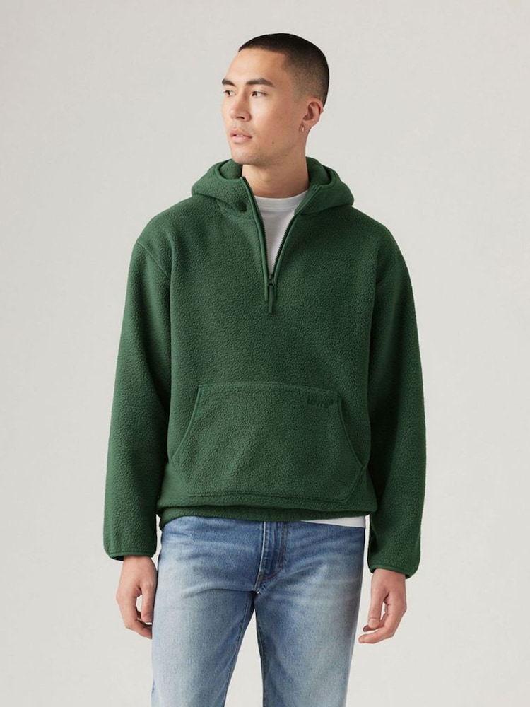 Levi's® Green Hooded Sherpa Pullover Fleece - Image 1 of 6