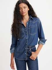 Levi's® Blue Teodora Western Worn In Shirt - Image 4 of 6