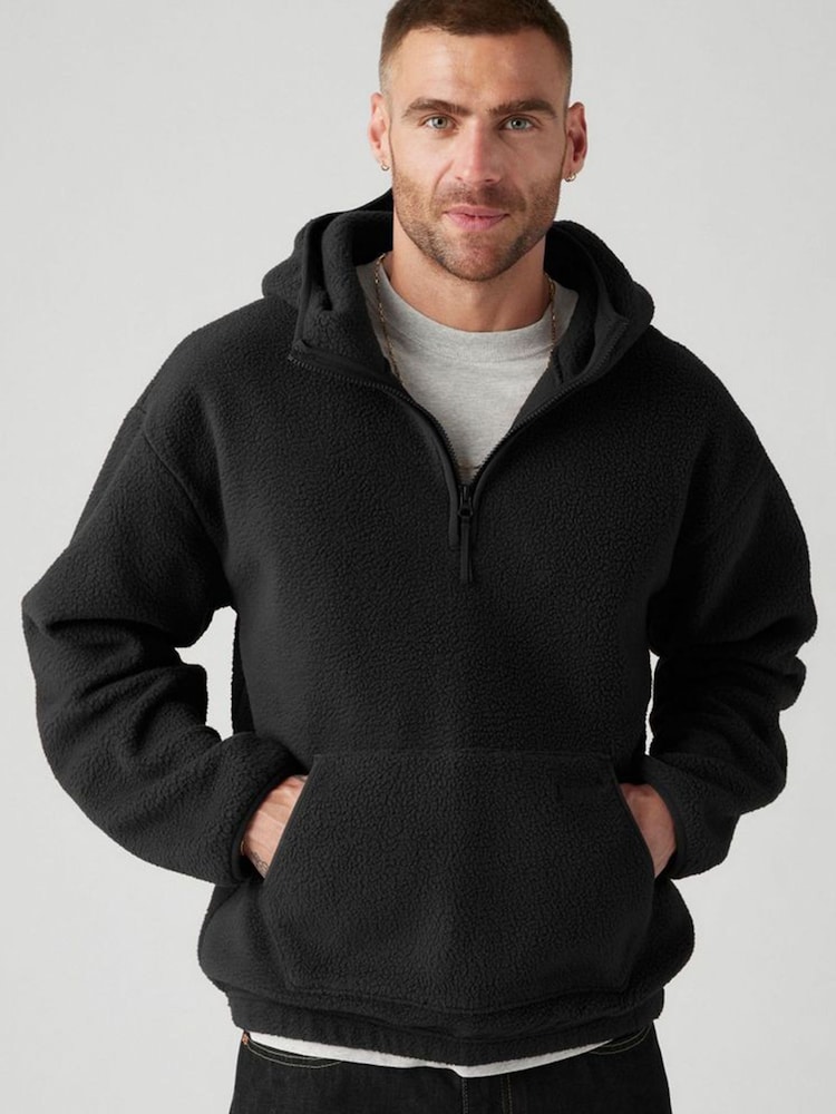 Levi's® Black Hooded Sherpa Pullover Fleece - Image 1 of 5