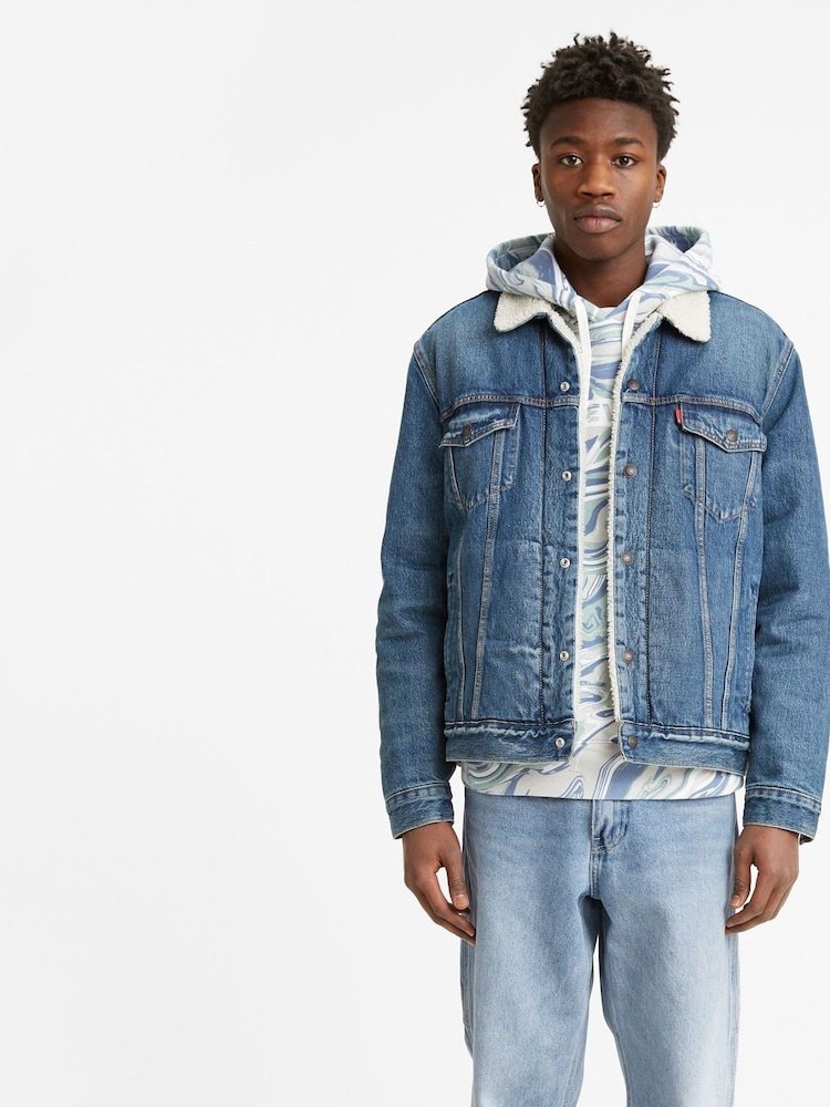 Levi's® Blue Type 3 Sherpa Trucker 100% Cotton Jacket - Image 1 of 5