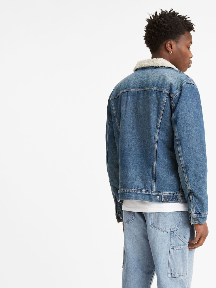 Levi's® Blue Type 3 Sherpa Trucker 100% Cotton Jacket - Image 2 of 5