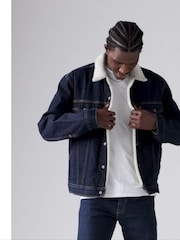 Levi's® Blue Type 3 Sherpa Trucker 100% Cotton Jacket - Image 3 of 5