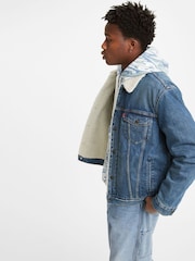 Levi's® Blue Type 3 Sherpa Trucker 100% Cotton Jacket - Image 4 of 5