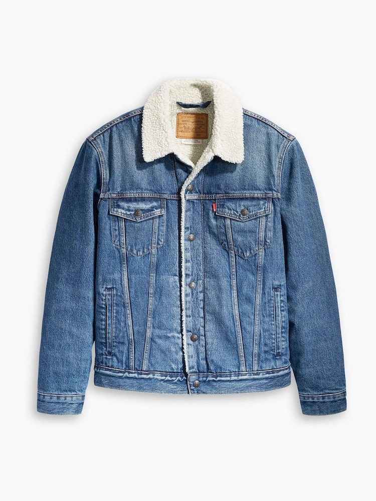 Levi's® Blue Type 3 Sherpa Trucker 100% Cotton Jacket - Image 5 of 5
