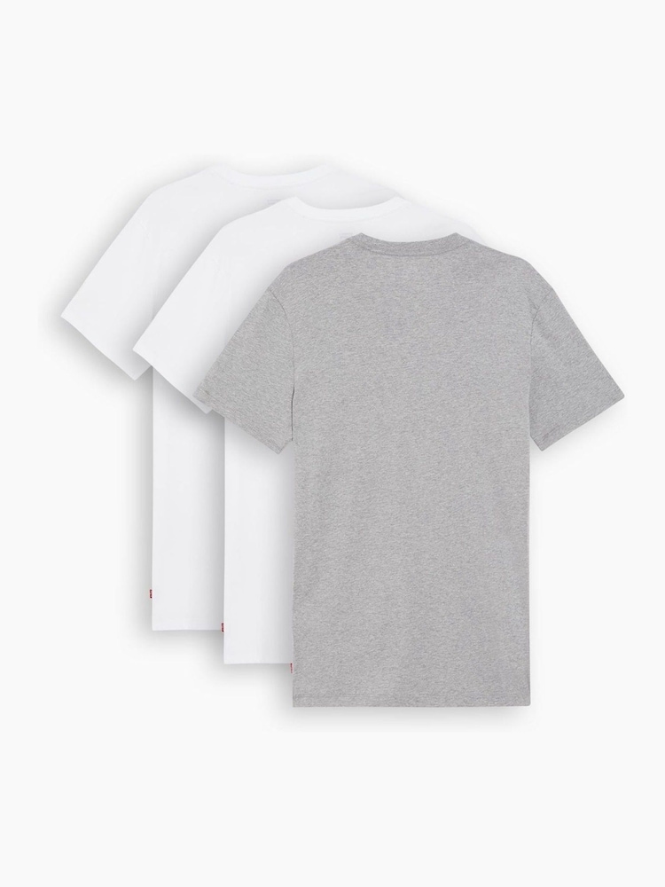Levi's® White Slim Crewneck 100% Cotton T-Shirts 3 Pack - Image 1 of 4
