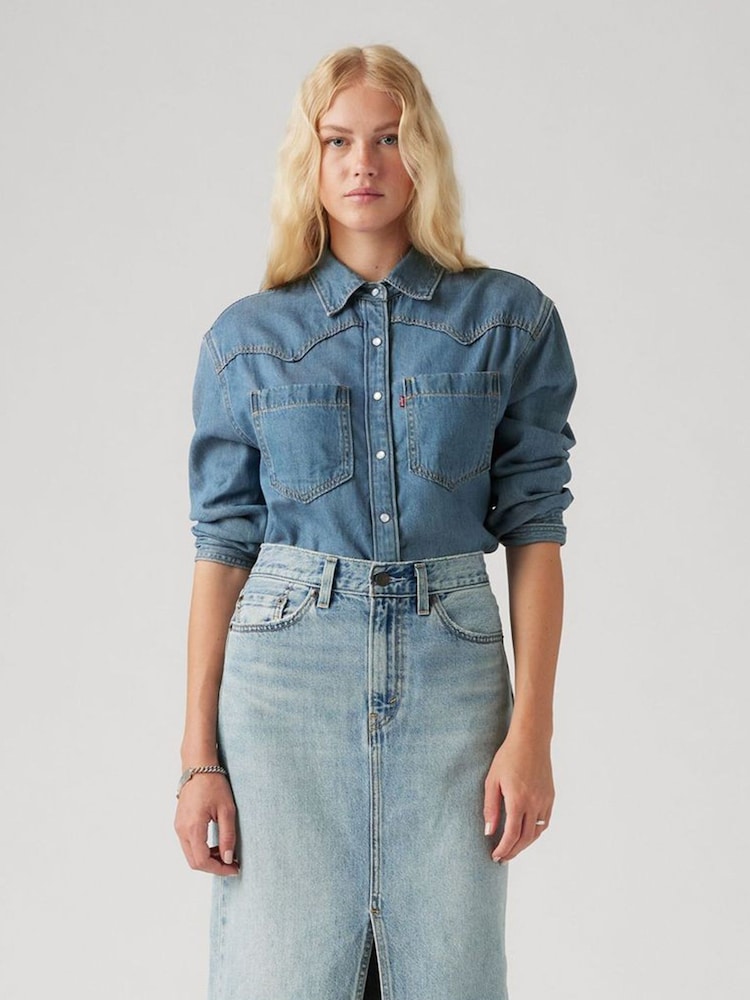 Levi's® Blue Teodora Western Worn In Shirt - Image 4 of 6