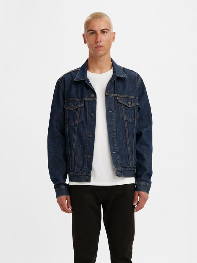 Levi's® Blue Type 3 Sherpa Trucker 100% Cotton Jacket - Image 1 of 8 Levi's® Blue Type 3 Sherpa Trucker 100% Cotton Jacket - Image 1 of 8