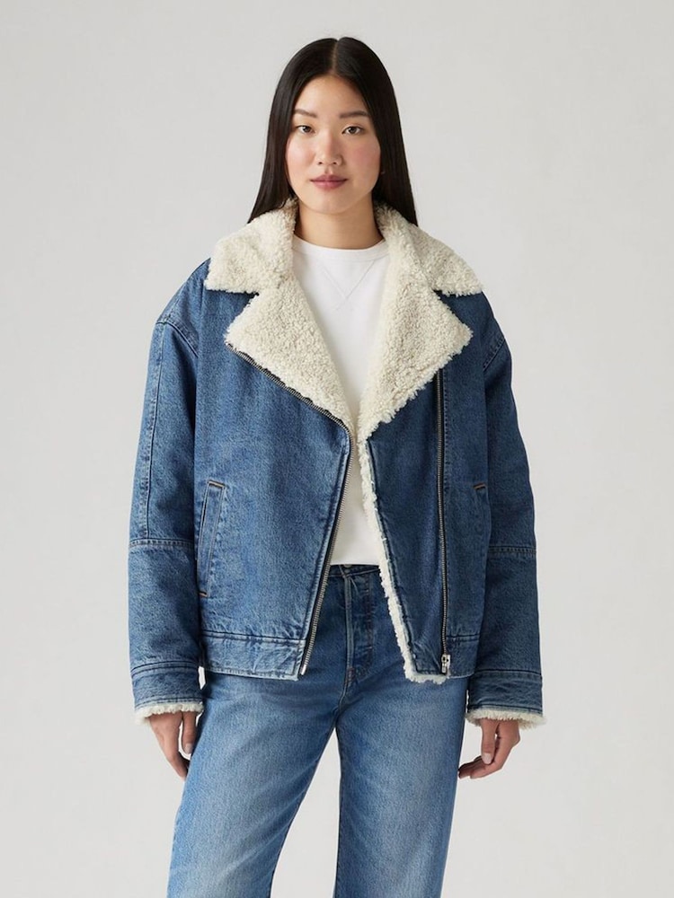 Levi's® Blue 100% Cotton Sherpa Flight Jacket - Image 1 of 7