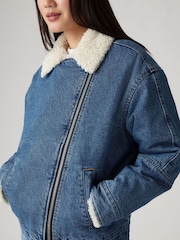 Levi's® Blue 100% Cotton Sherpa Flight Jacket - Image 3 of 7
