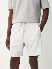 Light Grey Textured Geometric Pattern Jersey Shorts - Image 1 of 8
