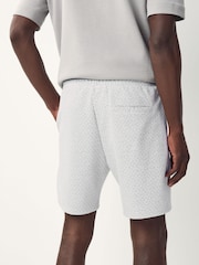 Light Grey Textured Geometric Pattern Jersey Shorts - Image 2 of 8
