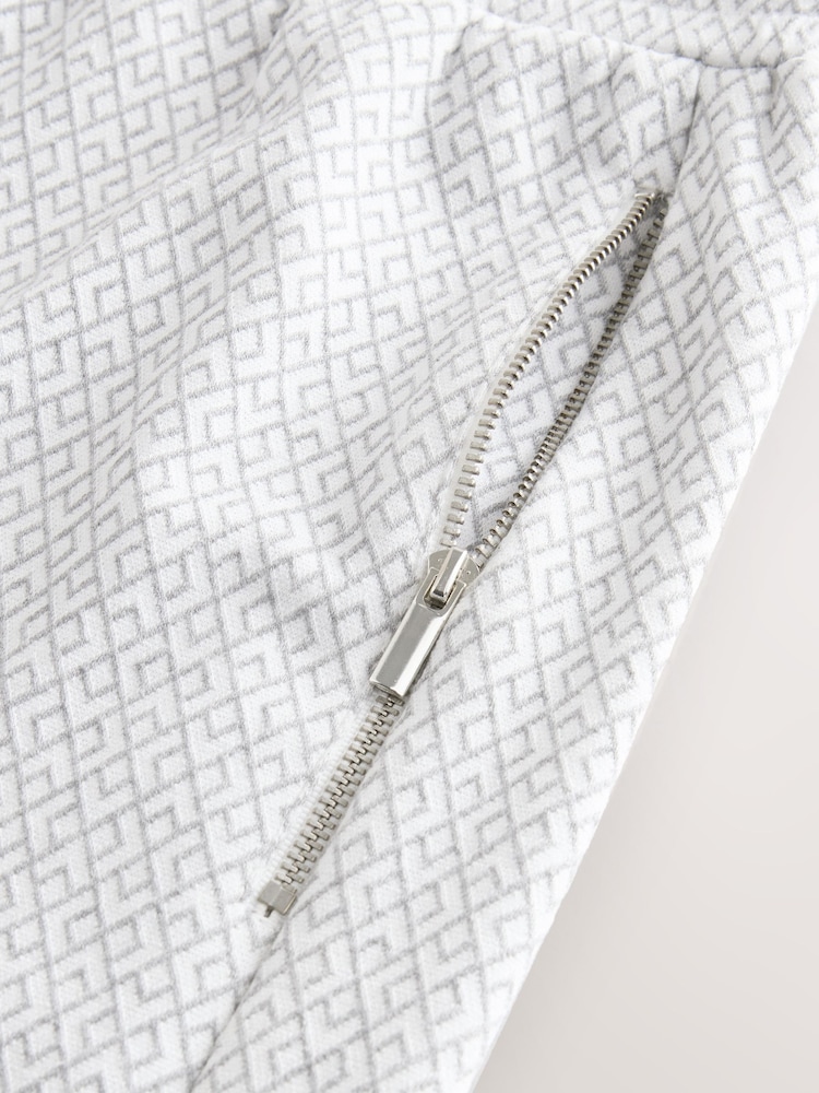 Light Grey Textured Geometric Pattern Jersey Shorts - Image 8 of 8