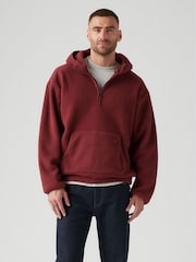 Levi's® Red Hooded Sherpa Pullover Fleece - Image 1 of 6