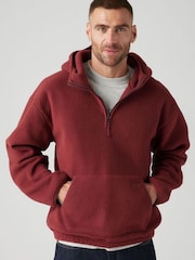 Levi's® Red Hooded Sherpa Pullover Fleece - Image 3 of 6