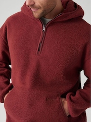 Levi's® Red Hooded Sherpa Pullover Fleece - Image 4 of 6