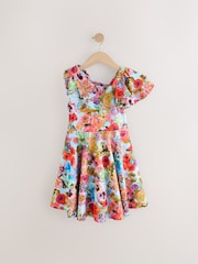Blue Floral Print Shoulder Detail Summer Dress (1.5-16yrs) - Image 5 of 8