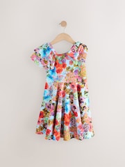 Blue Floral Print Shoulder Detail Summer Dress (1.5-16yrs) - Image 6 of 8