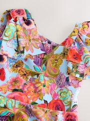 Blue Floral Print Shoulder Detail Summer Dress (1.5-16yrs) - Image 8 of 8