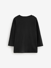 Black 100% Cotton Oasis Long Sleeve T-Shirt (3mths-7yrs) - Image 2 of 4