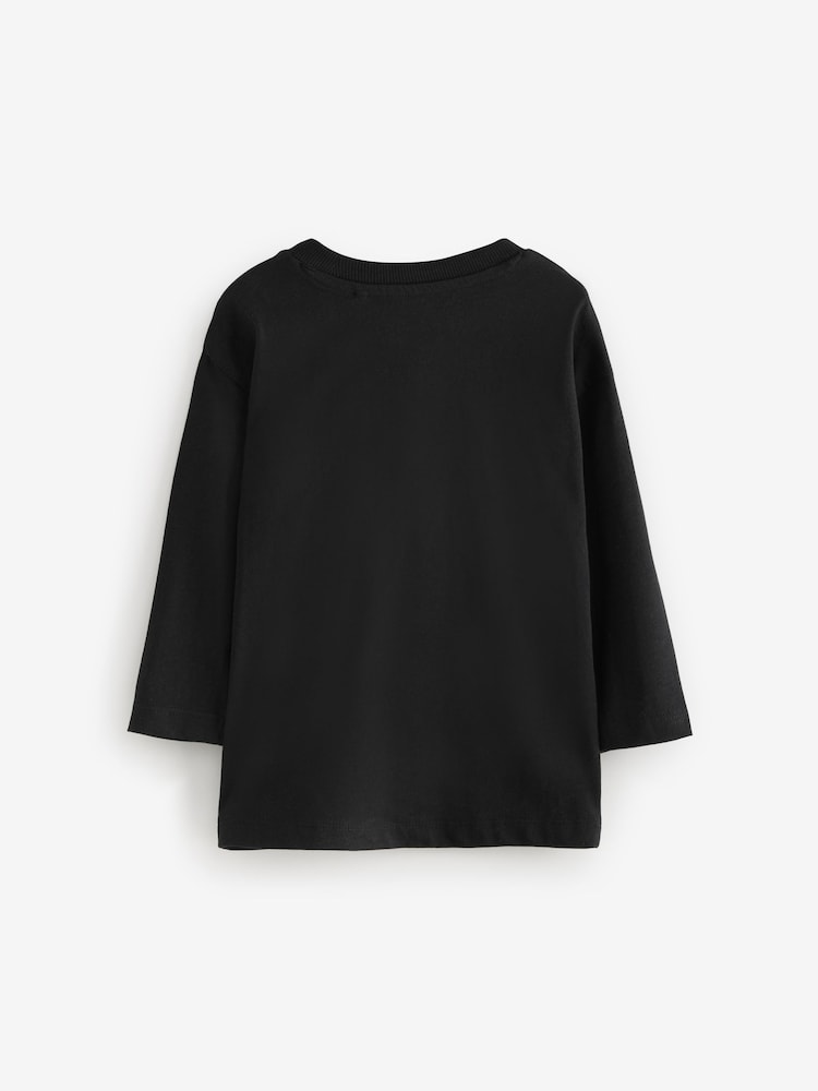 Black 100% Cotton Oasis Long Sleeve T-Shirt (3mths-7yrs) - Image 2 of 4