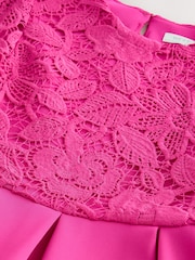 Magenta Pink Lace Scuba Dress (3-16yrs) - Image 8 of 8