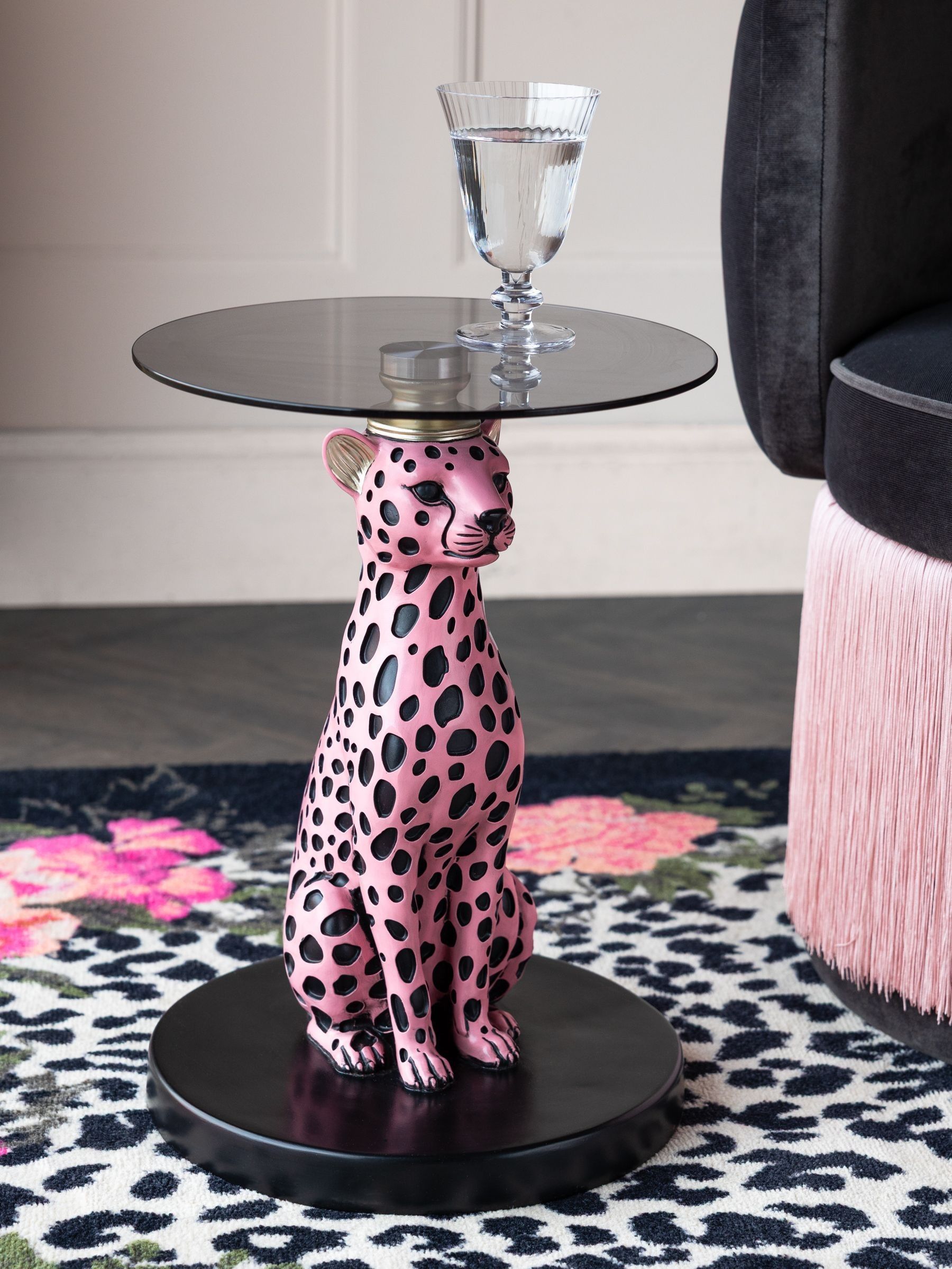 Rockett St George Pink Leopard Side Table