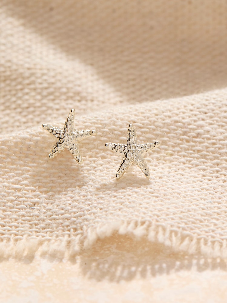 FatFace Silver Tone Starfish Stud Earrings - Image 2 of 2