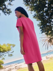 Pink 100% Cotton Twist Short Sleeve T Dress - Image 3 of 7