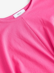 Pink 100% Cotton Twist Short Sleeve T Dress - Image 6 of 7